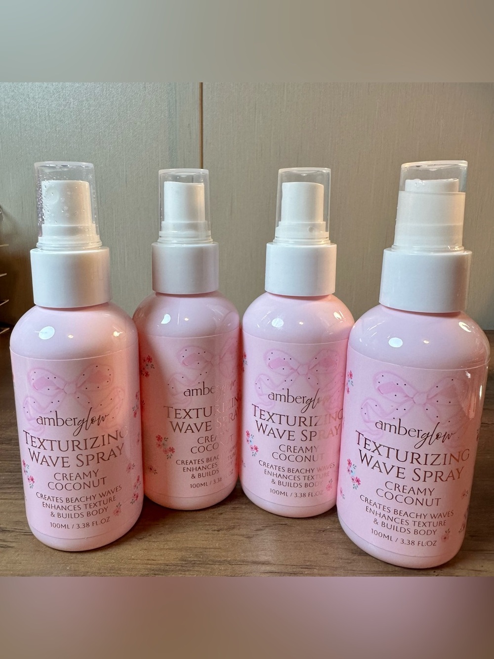 Amber Glow Texturizing Wave Spray Creamy Coconut Scent 3.38fl Oz 4 Bottles NEW